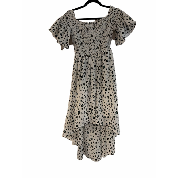 Ina Dresses & Skirts - Ina Cheetah Print High-Low Dress - Green & Black - Smocked Waist - Size Medium -